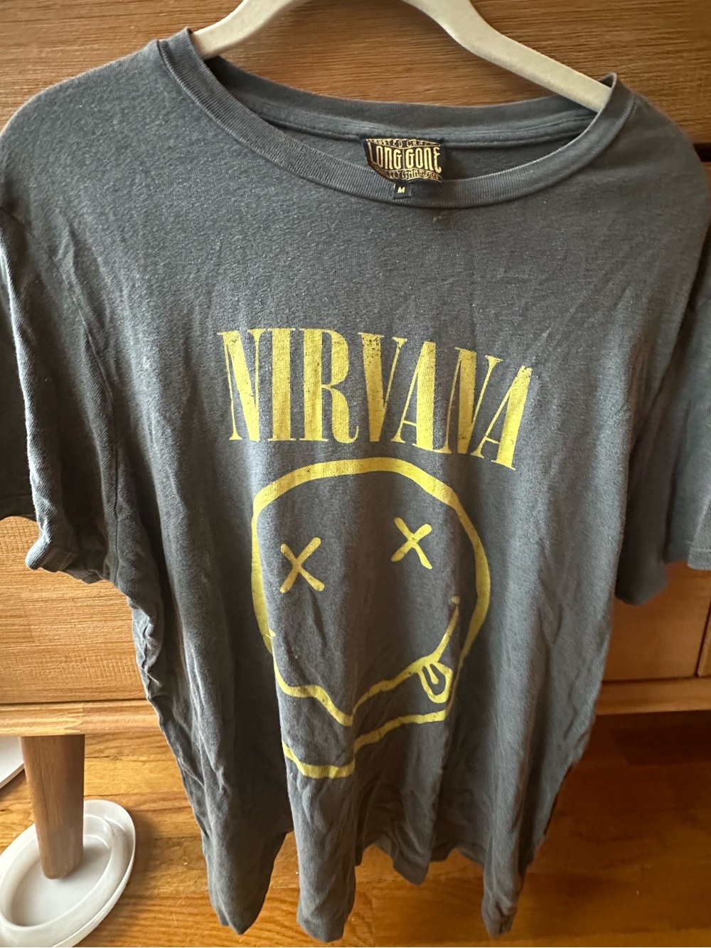 Nirvana Short Sleeve Logo T-Shirt - Gray with Yellow Print